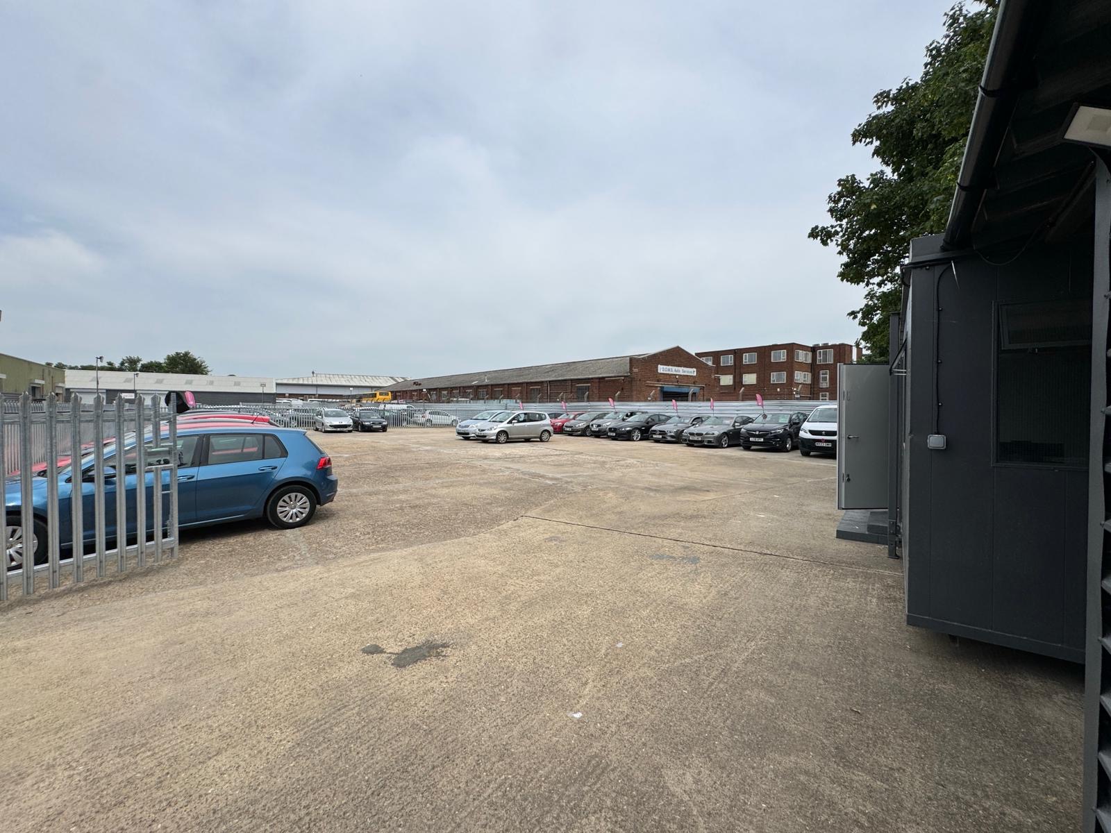 Happy customers at car dealership
